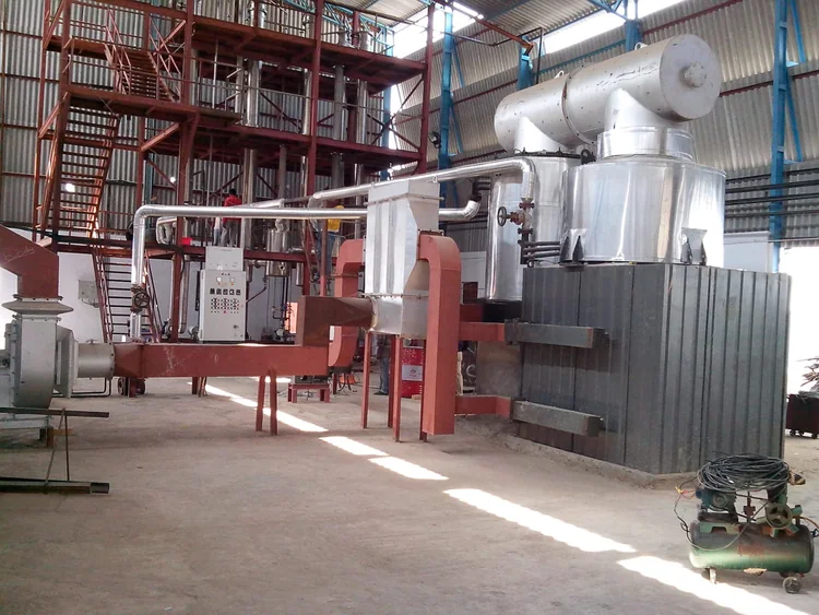 Metal plant equipment, pipework and platforms inside S.S. Chemicals